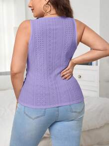 SHEIN Privé Plus Size Women's Purple V-Neck Camisole Top - Purple - View 2