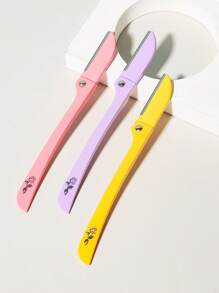 3 piezas Afeitadora plegable de acero inoxidable con mango plegable portátil y protector de , herramienta de belleza - Multicolor - Ver 4