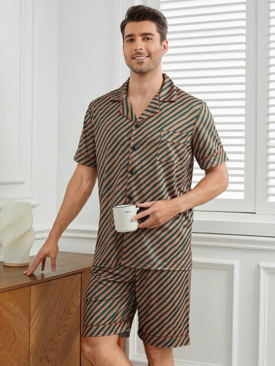 Men's Striped Printed Homewear Set