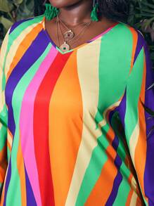 Slaydiva 大码度假风格宽松印花连衣裙，骄傲月彩虹设计 - 彩色 - 查看 6