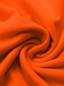 SHEIN Của phụ nữ Màu thuần Không đối xứng Vòng cổ Tay áo dài Áo Và Quần Bộ - trái cam - Xem 5