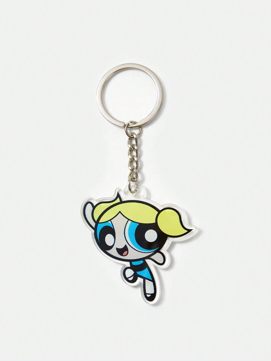 THE POWERPUFF GIRLS X SHEIN Acrylic Bubbles Cartoon Pattern Keychain Bag Pendant - Multicolor - View 1