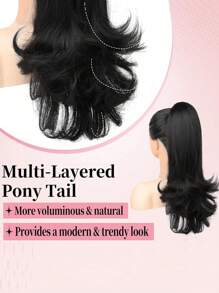 Drawstring Ponytail Extension 12 Inch Short Curly Wig Pony Tail Hair Extensions For Women Girls High Heat Resistant Synthetic Fiber Fake Hairpieces-Black,Looks Natural Like