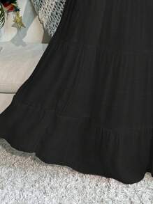 SHEIN Swim Summer Beach Solid Tiered Hem Cover Up Skirt