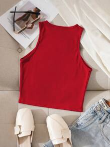 INAWLY Camiseta de tirantes de ajuste ceñido con estampado de letras cuello redondo para mujeres
