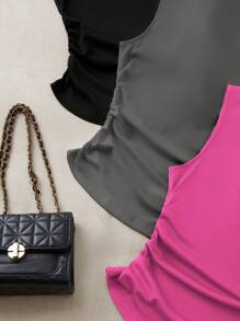 SHEIN Essnce 女士純色簡約背心上衣3入組合 - 彩色 - 查看 5