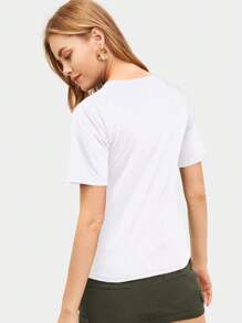 INAWLY Heart Sequin Patched Tee Graphic Tees Women Tops