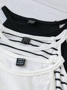 SHEIN LUNE Débardeur D'été Simple À Col En V Pour Femmes