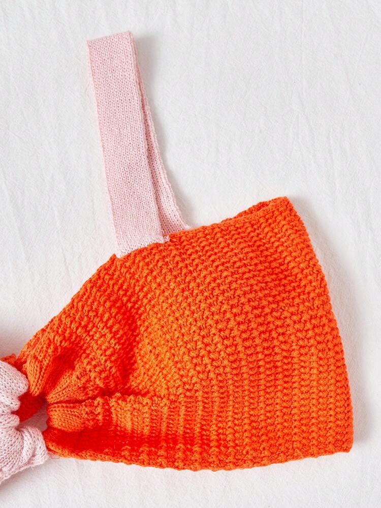 Color-Block Knitted Cami Top For Vacation