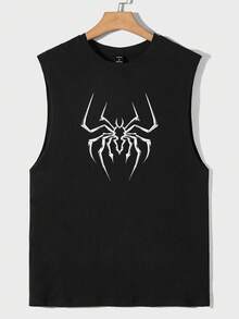 Manfinity LEGND Men's Spider Printed Sleeveless Tank Top With Wide Strap - Black - View 2