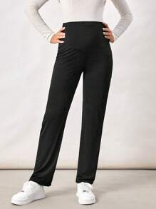 SHEIN Maternity High Waist Trousers - Black - View 4