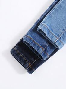 SHEIN Young Boy Elastic Washed Denim Jeans 3pcs/Set - Multicolor - View 6