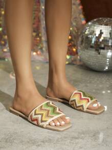 女士彩色复古沙滩拖鞋平底凉鞋 - 彩色 - 查看 7