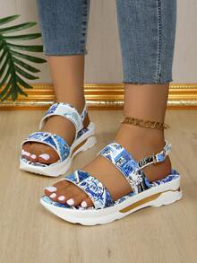 Của phụ nữ Giải trí & Hằng ngày & Kỳ nghỉ Da Dép quai hậu Với Dày Đế Cho công việc & Trường học & Mùa hè & Thể thao , Kích thước lớn Có sẵn - Màu xanh nhạt - Xem 7