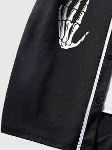 ROMWE MEN Goth Nam Bộ xương Đồ họa tay & chữ Tương phản ràng buộc Áo sơ mi Without Tee - màu đen - Xem 4