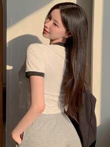 DAZY Damen T-Shirt mit Cartoon Motiv und Slogan, grafische T-Shirts