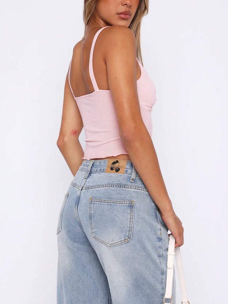 INAWLY Women Fashionable Sweet Twisted Strap Cami Top For Daily Wear - Baby Pink - View 2