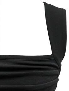 Top Sin Mangas Y Ajustado Con Fruncido En El Busto