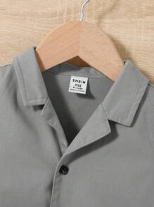 SHEIN 嬰兒男童領結短袖連體褲帶帽子,2件套裝 - 灰色 - 查看 3