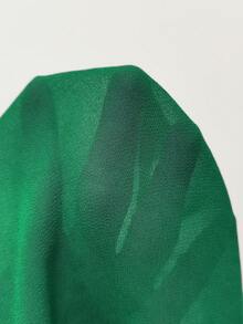 SHEIN Lady Váy voan nửa trong in thực vật xuyên qua vải tay ngắn bên trong-bên ngoài Váy 2 trong 1 - Màu xanh lá cây đậm - Xem 7