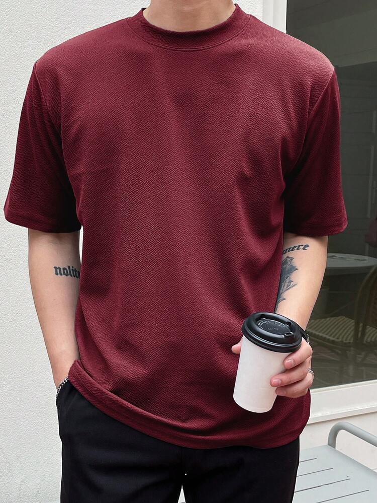 Men's Solid Color Round Neck Short Sleeve Casual T-Shirt