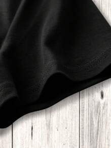 SHEIN LUNE Camiseta De Manga Corta Con Cuello Redondo Para Mujeres, Decoración De Mariposa Con Diamantes De Imitación - Negro - Ver 3