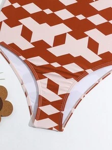 青少女幾何圖案連身泳裝 - 彩色 - 查看 4