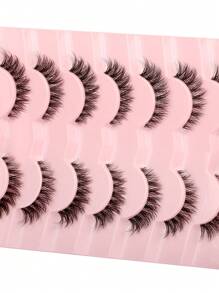 Himirell 7pairs/set 5-12mm Natural Cross Style Simple Sparse Transparent Stem False Eyelashes Suitable For Parties, Festivals