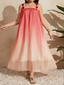 Breezaya Plus Size Women's Ombre Color Spaghetti Strap Dress