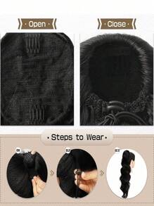 Drawstring Ponytail Extension 12 Inch Short Curly Wig Pony Tail Hair Extensions For Women Girls High Heat Resistant Synthetic Fiber Fake Hairpieces-Black,Looks Natural Like