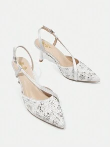 SheIn Belle Women's Pointed Toe High Heel Stiletto Shoes With Sequin