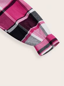 Slaydiva Plaid Print Drop Shoulder Curved Hem Button Front Coat In Fall/Winter - Multicolor - View 3