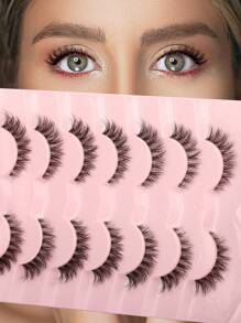 Himirell 7pairs/set 5-12mm Natural Cross Style Simple Sparse Transparent Stem False Eyelashes Suitable For Parties, Festivals