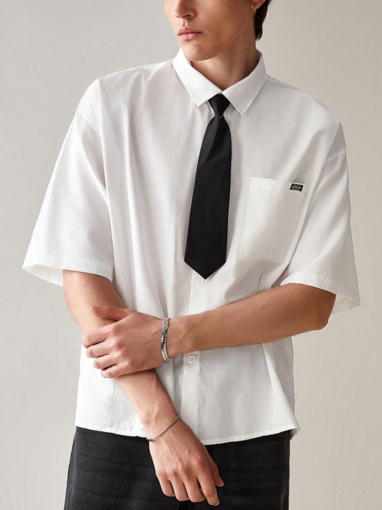 commons＆sense man ISSUE23 SWAVVY Men's Woven Casual Shirt With Necktie, Baggy Short