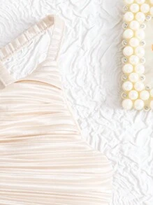 寶寶女孩金色禮服，褶皺腰收藏裙