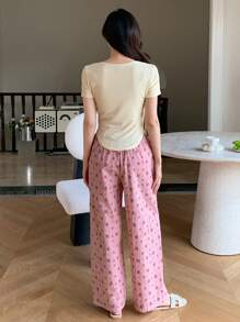DAZY 女士时尚甜美舒适家居服套装睡衣 - 黃色 - 查看 2