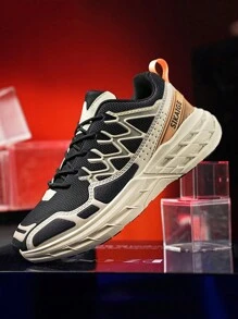 男士運動鞋跑步鞋休閒鞋透氣鞋工作鞋學生鞋訓練鞋戶外鞋 - 黑色 - 查看 2