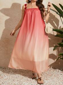 Breezaya Plus Size Women's Ombre Color Spaghetti Strap Dress