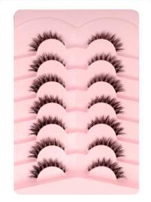 Himirell 7pairs/set 5-12mm Natural Cross Style Simple Sparse Transparent Stem False Eyelashes Suitable For Parties, Festivals
