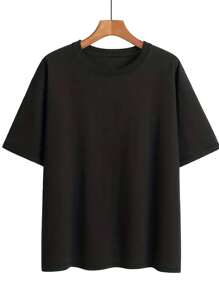 INAWLY 女式宽松宽松 T 恤，带标语印花，做让你开心的事，图案 T 恤，女式上衣，男女通用 - 黑色 - 查看 2