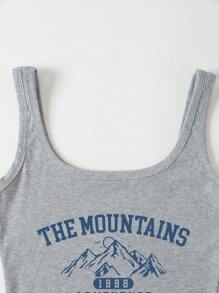 INAWLY 印有山脈和字母的背心和短褲套裝 - 淺灰色 - 查看 4