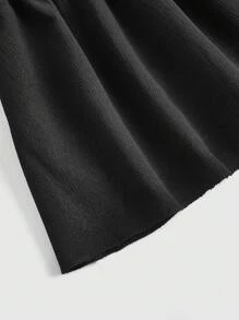 ROMWE Kawaii 女士娃娃蝴蝶结装饰泡泡袖娃娃衫、校园短袖上衣 - 黑色 - 查看 2