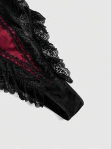 ROMWE Goth 女士性感哥特式连体衣，配十字架配饰，天鹅绒和蕾丝材质，带钢骨内衣，情人节礼物