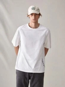 SWAVVY 男士宽松建筑与日式印花短袖 T 恤，夏季 - 黑色 - 查看 6