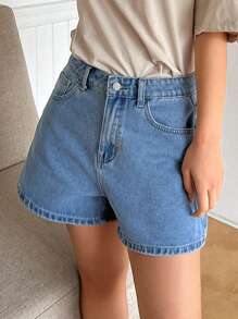DAZY Solid Color Wide Leg Women's Denim Shorts
