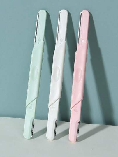 مجموعة ماكينة تشذيب الحواجب والحلاقة، 3 قطع ماكينات تشذيب الحواجب والحلاقة ذات مقبض مستقيم مزدوج الطرف مع أغطية للحلاقة الوجه وتشذيب الشعر. تشمل هذه المجموعة أداة تشذيب الشعر المثالية لتشكيل الحواجب وإزالة شعر الوجه، مستحضرات التجميل، رخيصة، ديكور الغرفة، الخزانة، السفر، غرفة النوم، اكسسوارات المكياج، ماكينة حلاقة الحواجب