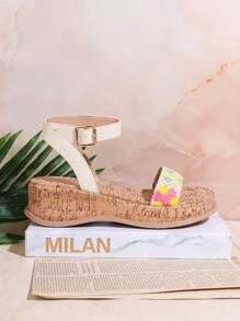 SHUZIA 女式坡跟厚底涼鞋 - 米色 - 查看 4