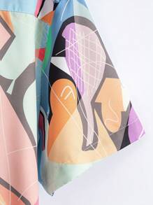 ROMWE MEN Street Life 男士全印花鈕扣前衣 - 彩色 - 查看 3