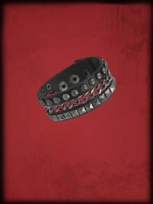 ROMWE Grunge Punk 1 Miếng Gothic Cô gái Goth hiện đại Đen Chuỗi Hình vuông Nghiên cứu chất liệu da PU Vòng tay Đối với phụ nữ Mặc hàng ngày - màu đen - Xem 1