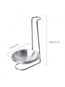1pc Portable Stainless Steel Soup Ladle Holder For Western Style Cooking, Single Circular Hot Pot Ladle Rack Spoon Shelf, One-Side Shared Chopstick Cutlery Storage Rack, Kitchen Utensil Organizer, Punch-Free Countertop Dish Drainer Drying Rack With Removable Tray - Silver - View 8